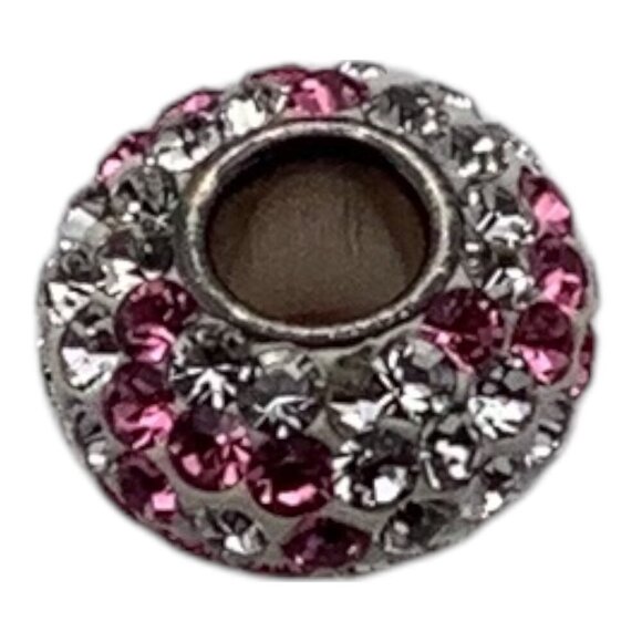 Pink Ribbon Charm With Crystals European Style 925 Sterling Silver For Bracelets - Picture 4 of 5